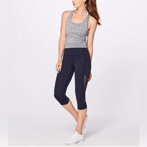 Lululemon Home Stretch Crop 19” Mesh Sheer Leggings Midnight Navy Blue 4 W6AL8S